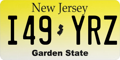 NJ license plate I49YRZ
