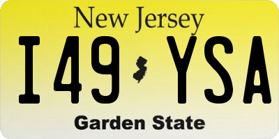 NJ license plate I49YSA