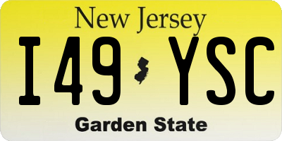 NJ license plate I49YSC