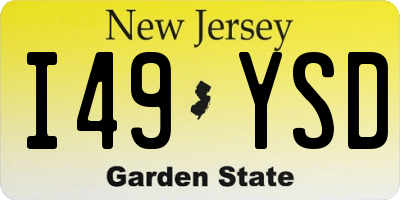 NJ license plate I49YSD