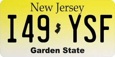 NJ license plate I49YSF