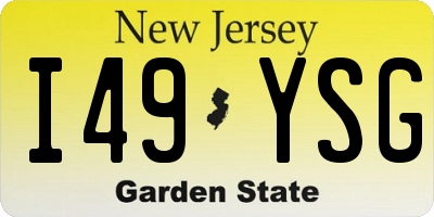 NJ license plate I49YSG