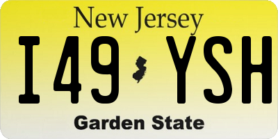 NJ license plate I49YSH