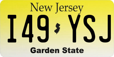 NJ license plate I49YSJ
