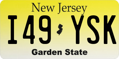 NJ license plate I49YSK
