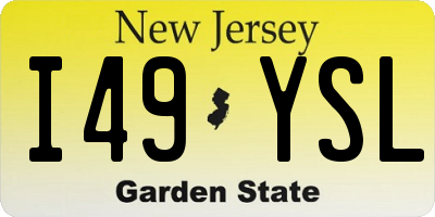 NJ license plate I49YSL