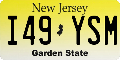 NJ license plate I49YSM