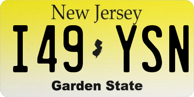 NJ license plate I49YSN