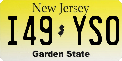 NJ license plate I49YSO