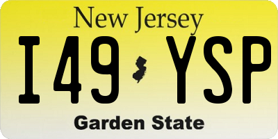 NJ license plate I49YSP
