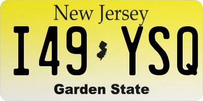 NJ license plate I49YSQ