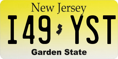 NJ license plate I49YST