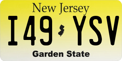 NJ license plate I49YSV