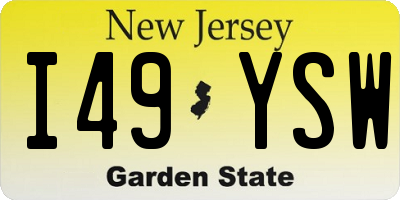NJ license plate I49YSW