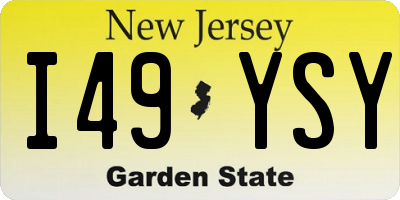 NJ license plate I49YSY