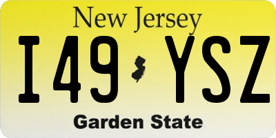 NJ license plate I49YSZ