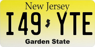 NJ license plate I49YTE
