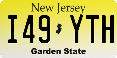 NJ license plate I49YTH