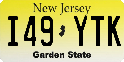 NJ license plate I49YTK