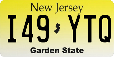 NJ license plate I49YTQ