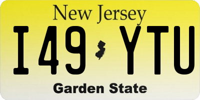 NJ license plate I49YTU