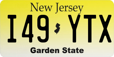 NJ license plate I49YTX