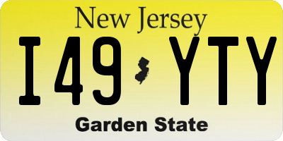 NJ license plate I49YTY