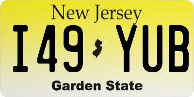 NJ license plate I49YUB
