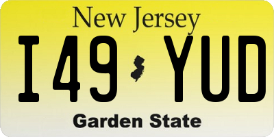 NJ license plate I49YUD