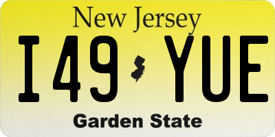 NJ license plate I49YUE