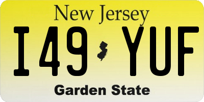 NJ license plate I49YUF