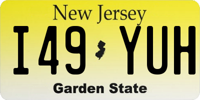 NJ license plate I49YUH