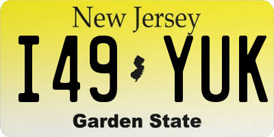 NJ license plate I49YUK