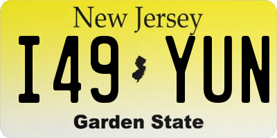 NJ license plate I49YUN