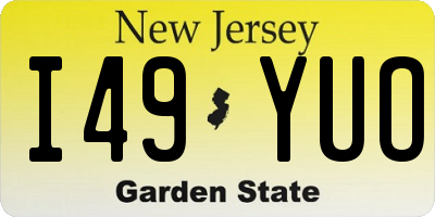 NJ license plate I49YUO