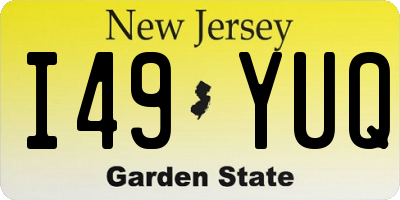 NJ license plate I49YUQ