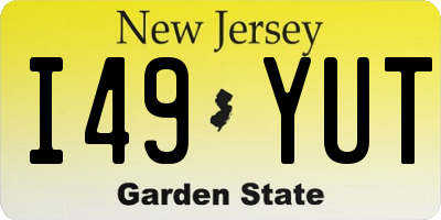 NJ license plate I49YUT