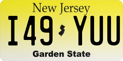 NJ license plate I49YUU