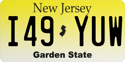 NJ license plate I49YUW
