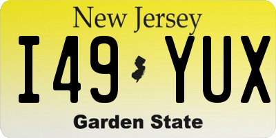 NJ license plate I49YUX