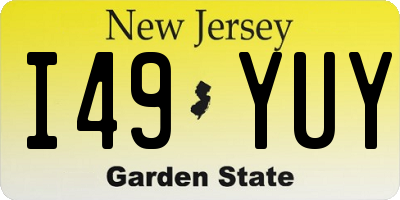 NJ license plate I49YUY