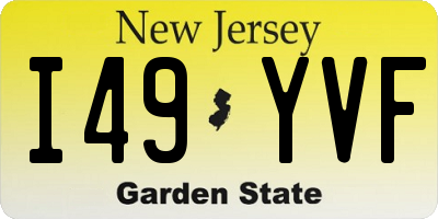 NJ license plate I49YVF