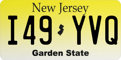 NJ license plate I49YVQ