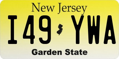 NJ license plate I49YWA