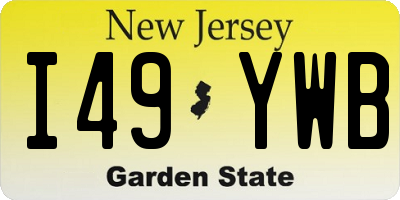 NJ license plate I49YWB