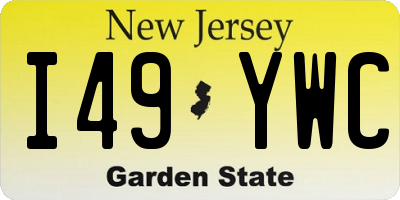 NJ license plate I49YWC