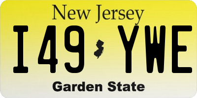 NJ license plate I49YWE