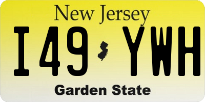 NJ license plate I49YWH