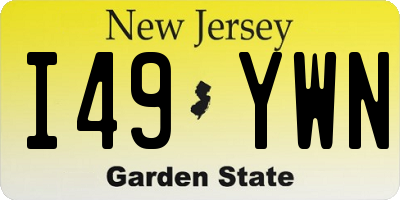 NJ license plate I49YWN