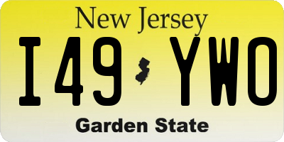 NJ license plate I49YWO